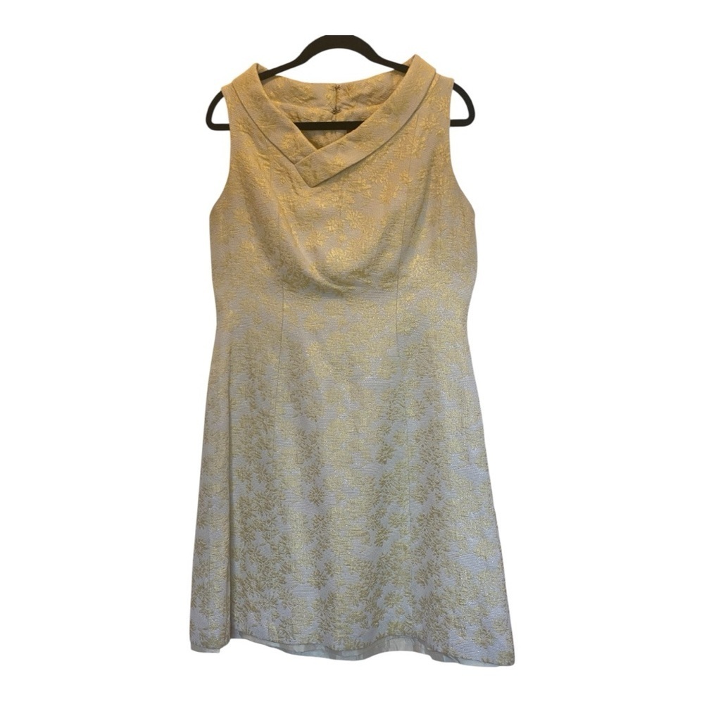Michael America Red Collection Gold 
Brocade‎ Sheath Cocktail Dress